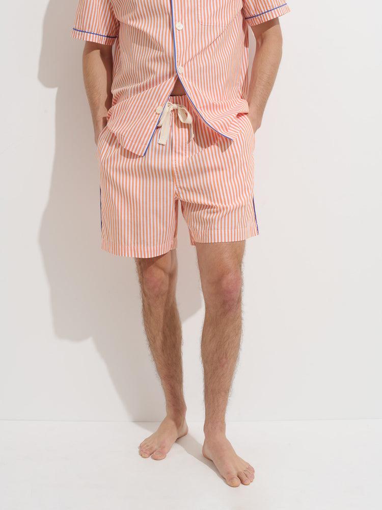 Alex Mill P'Jimmies Sleep Short In Stripe Orange/Ivory