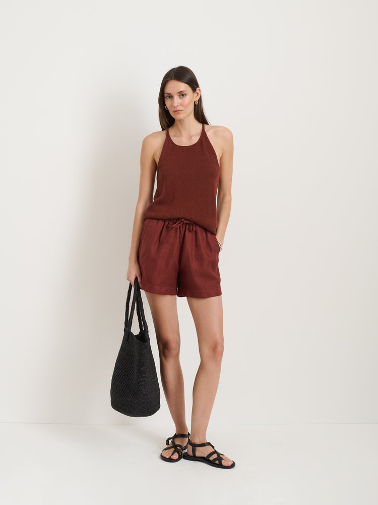Alex Mill Riley Pull On Short In Linen Sierra Brown