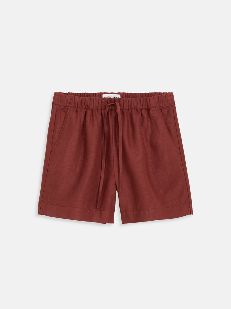 alex mill Riley Pull On Short In Linen Sierra Brown
