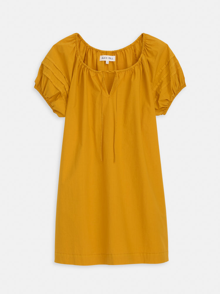 alex mill Rose Dress In Cotton Poplin Golden Yellow