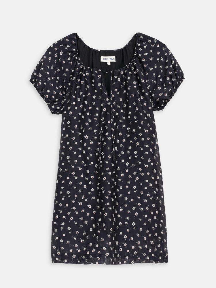 alex mill Rose Dress In Floral Cotton Silk Black Floral