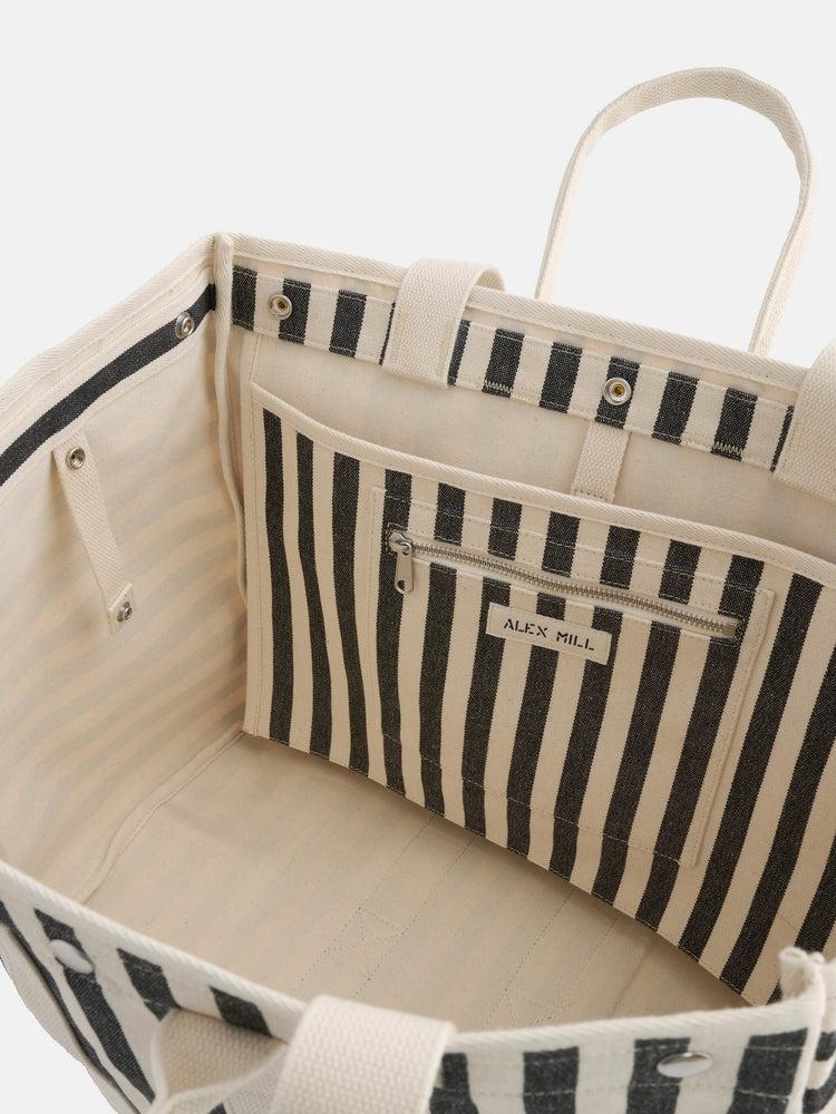 Alex Mill The Perfect Weekend Tote In Black Stripe Black/Natural