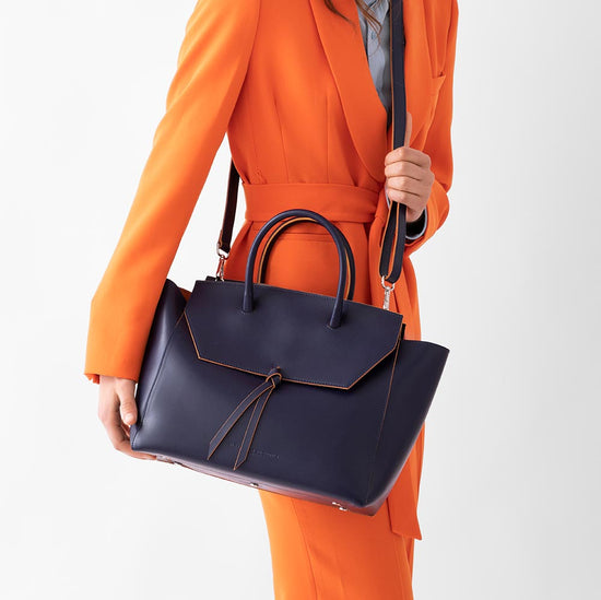 Alexandre Birman Loren Large Leather Tote Bag - Navy