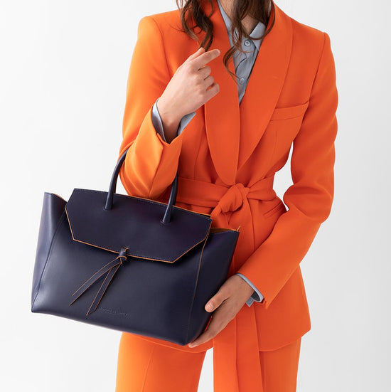 Alexandre Birman Loren Large Leather Tote Bag - Navy