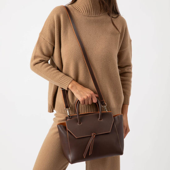 Alexandre Birman Loren Midi Leather Tote Bag - Cocoa