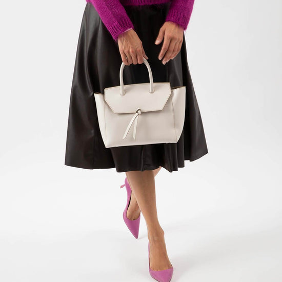 Alexandre Birman Loren Midi Leather Tote Bag - Cream