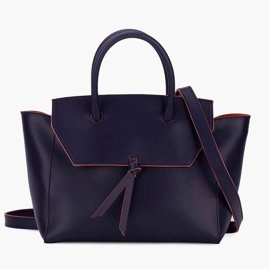 Alexandre Birman Loren Midi Leather Tote Bag - Navy