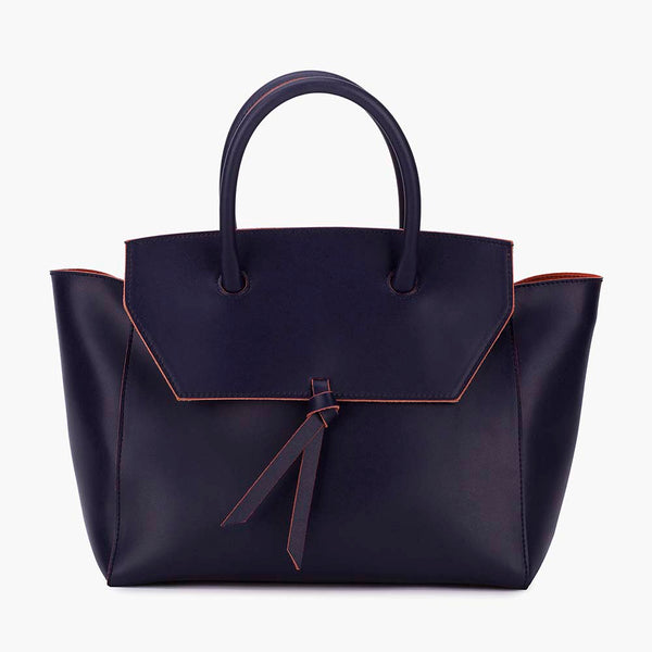 alexandre birman Loren Midi Leather Tote Bag - Navy