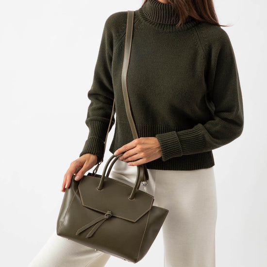 Alexandre Birman Loren Midi Leather Tote Bag - Olive