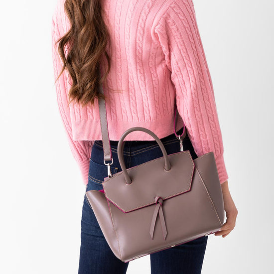 Alexandre Birman Loren Midi Leather Tote Bag - Taupe