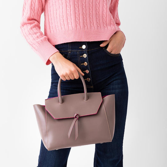 Alexandre Birman Loren Midi Leather Tote Bag - Taupe