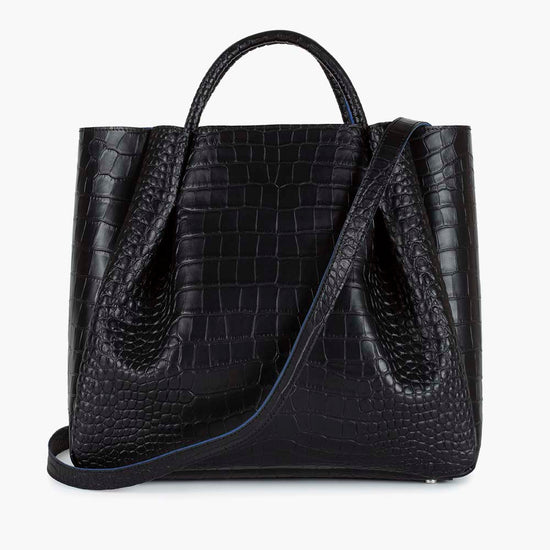 Alexandre Birman Amalfi Large Leather Tote Bag - Black Croc Print