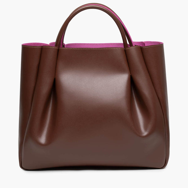 alexandre birman Amalfi Large Leather Tote Bag - Chocolate