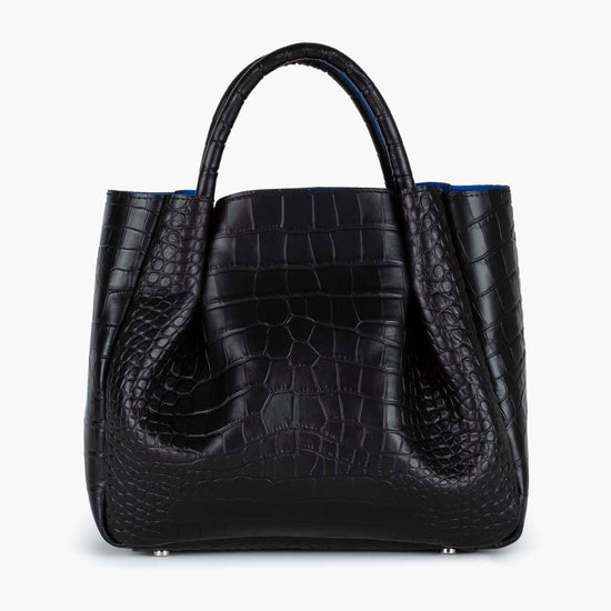 Alexandre Birman Amalfi Midi Leather Tote Bag - Black Croc Print