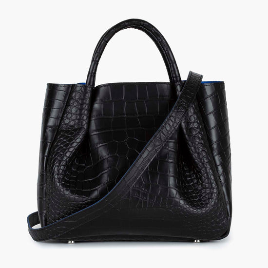 Alexandre Birman Amalfi Midi Leather Tote Bag - Black Croc Print