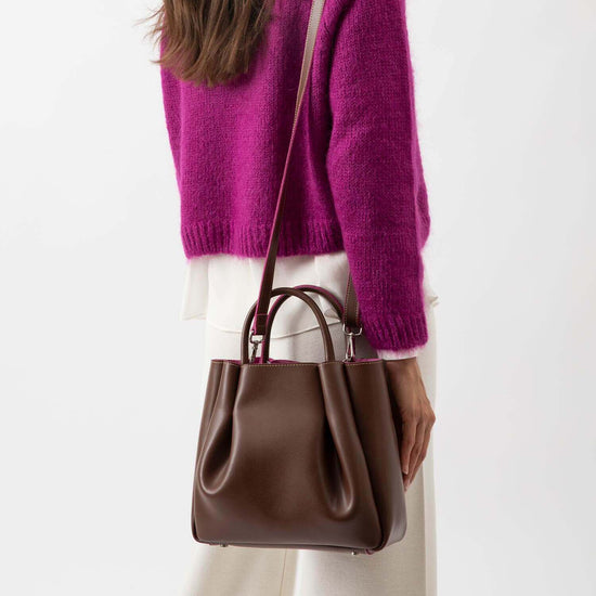 Alexandre Birman Amalfi Midi Leather Tote Bag - Chocolate