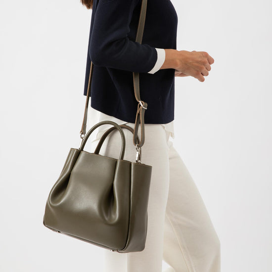 Alexandre Birman Amalfi Midi Leather Tote Bag - Olive