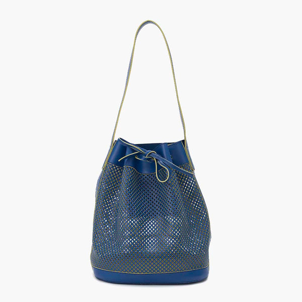 alexandre birman Bella Leather Bucket Bag - Blue Perforated