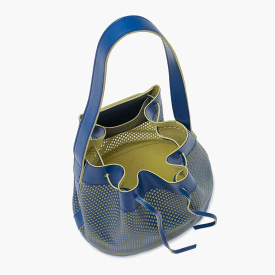 Alexandre Birman Bella Leather Bucket Bag - Blue Perforated