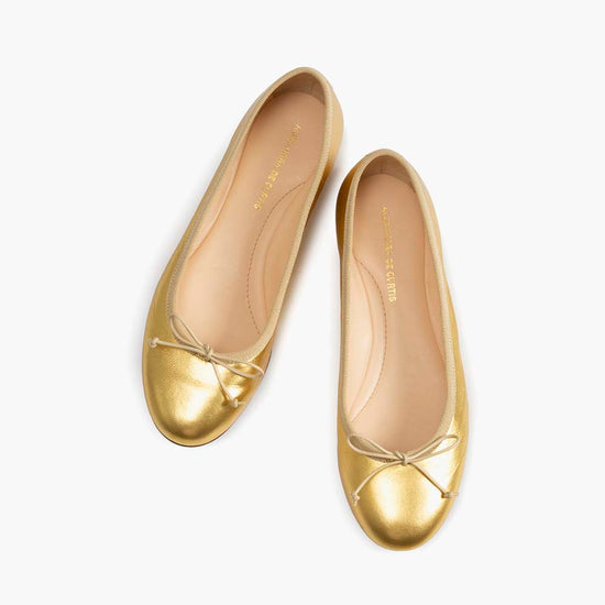 Alexandre Birman Livia Leather Ballet Flat Shoes - Gold