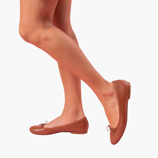 Alexandre Birman Livia Leather Ballet Flat Shoes - Saddle