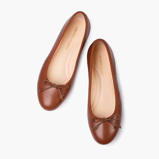 Alexandre Birman Livia Leather Ballet Flat Shoes - Saddle