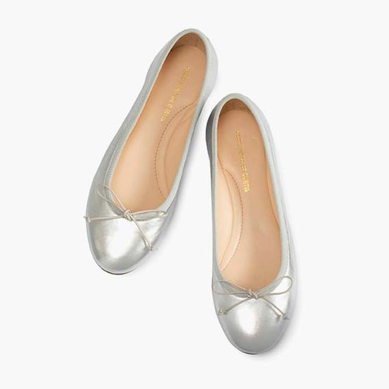 Alexandre Birman Livia Leather Ballet Flat Shoes - Silver