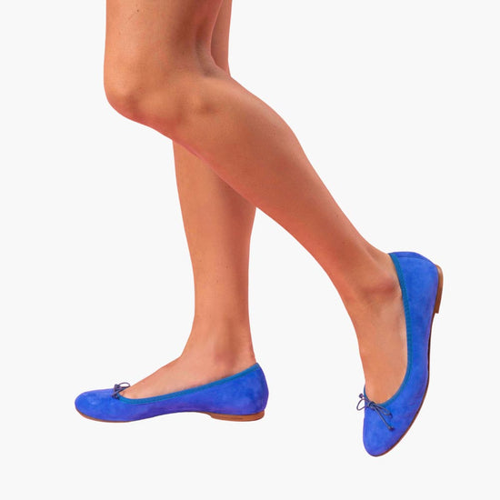 Alexandre Birman Livia Suede Leather Ballet Flat Shoes - Cobalt Blue