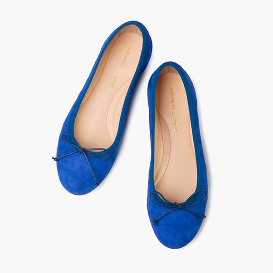 Alexandre Birman Livia Suede Leather Ballet Flat Shoes - Cobalt Blue