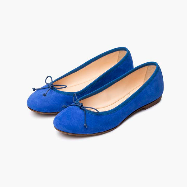 alexandre birman Livia Suede Leather Ballet Flat Shoes - Cobalt Blue