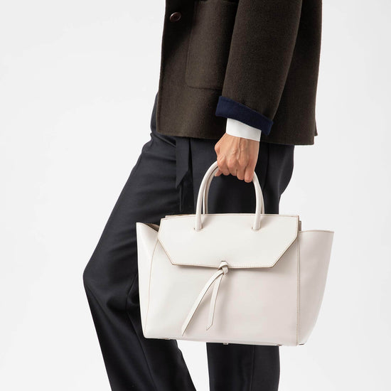 alexandre Birman Loren Large Leather Tote Bag - Cream