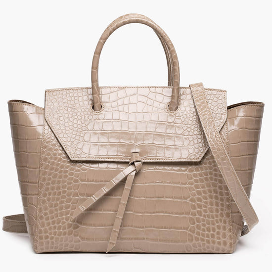 Alexandre Birman Loren Large Leather Tote Bag - Fango Croc Print
