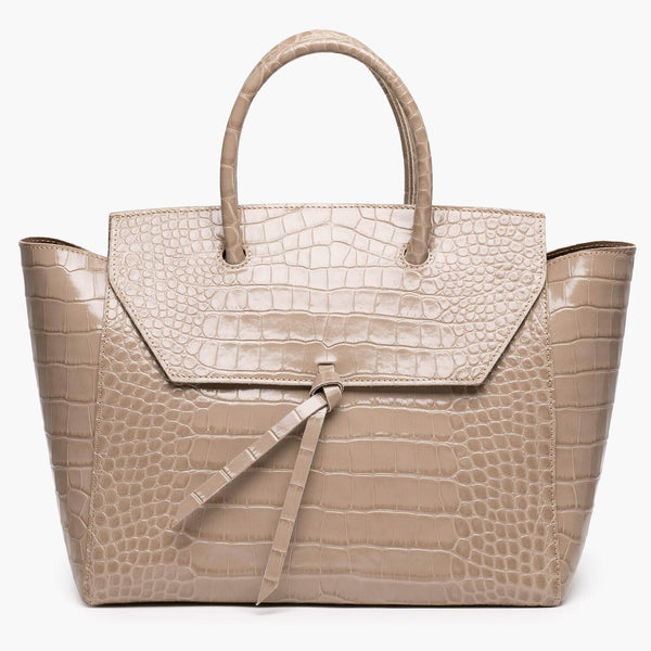alexandre birman Loren Large Leather Tote Bag - Fango Croc Print