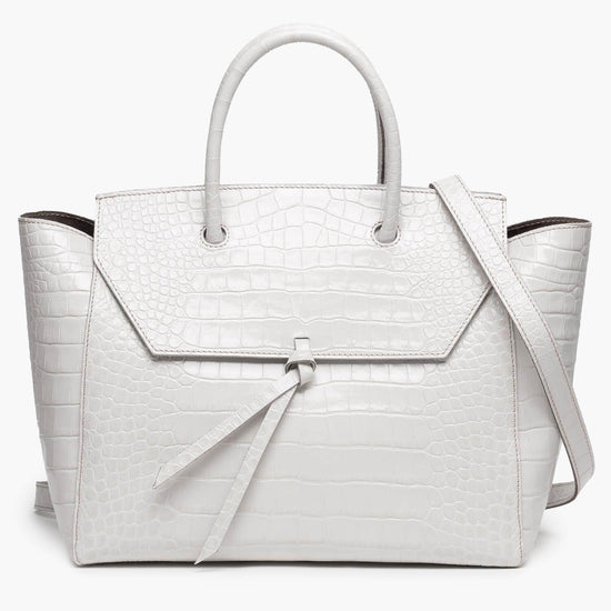 Alexandre Birman Loren Large Leather Tote Bag - Ivory Croc Print