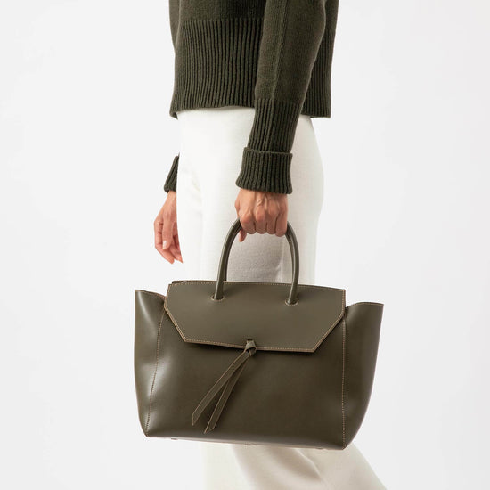 Alexandre Birman Loren Large Leather Tote Bag - Olive