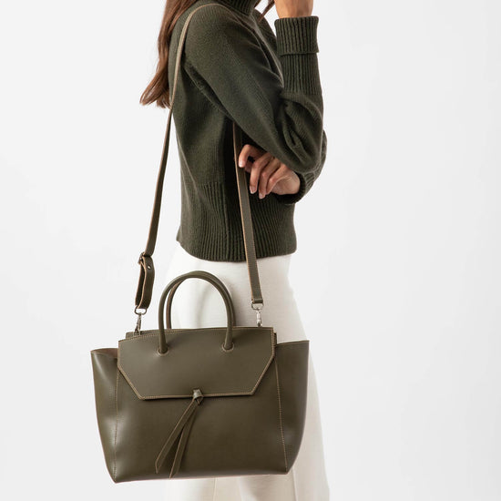 Alexandre Birman Loren Large Leather Tote Bag - Olive