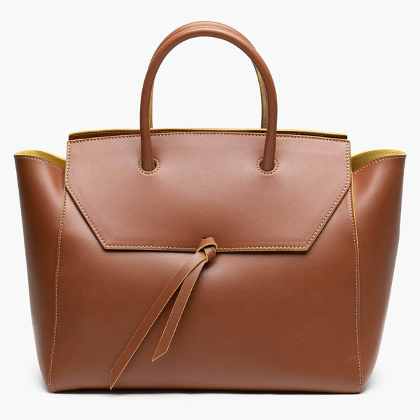 alexandre birman Loren Large Leather Tote Bag - Saddle
