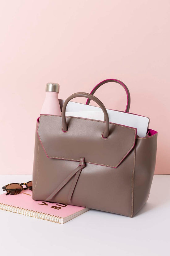 Alexandre Birman Loren Large Leather Tote Bag - Taupe