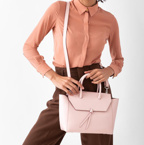 Alexandre Birman Loren Midi Leather Tote Bag - Blush Pink