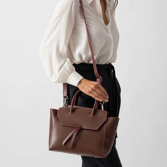 Alexandre Birman Loren Midi Leather Tote Bag - Chocolate