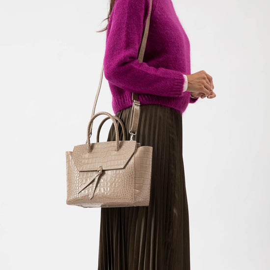 Alexandre Birman Loren Midi Leather Tote Bag - Fango Croc Print