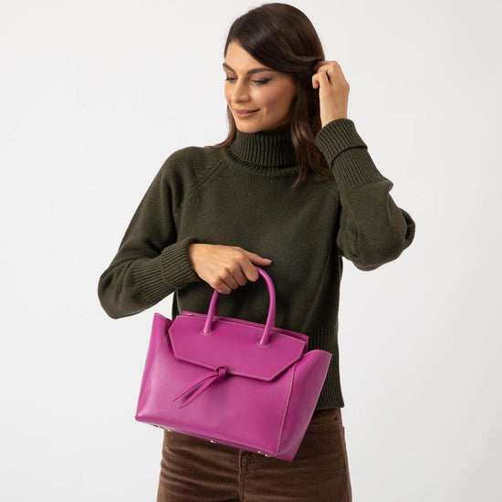 Alexandre Birman Loren Midi Leather Tote Bag - Magenta