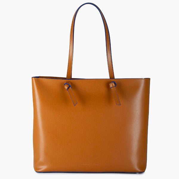 alexandre birman Milano Large Leather Shoulder Tote Bag - Cognac