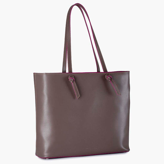 Alexandre Birman Milano Large Leather Shoulder Tote Bag - Taupe