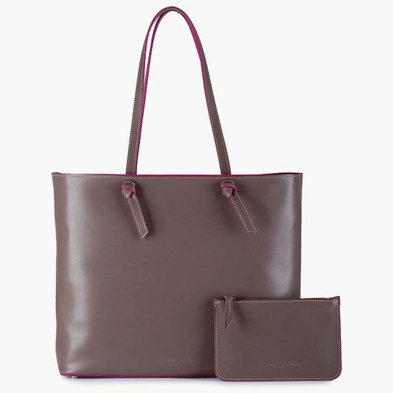 Alexandre Birman Milano Large Leather Shoulder Tote Bag - Taupe