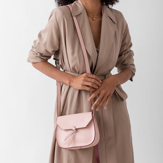 Alexandre Birman Mini Saddle Leather Crossbody Bag - Blush Pink