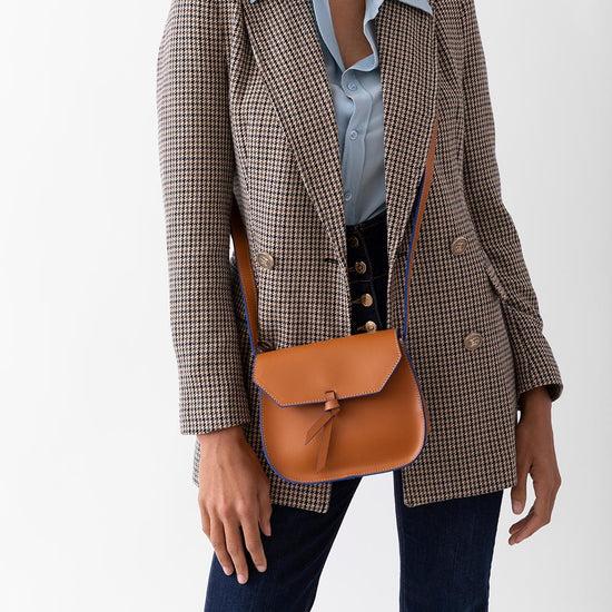 Alexandre Birman Mini Saddle Leather Crossbody Bag - Cognac