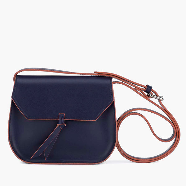 alexandre birman Mini Saddle Leather Crossbody Bag - Navy