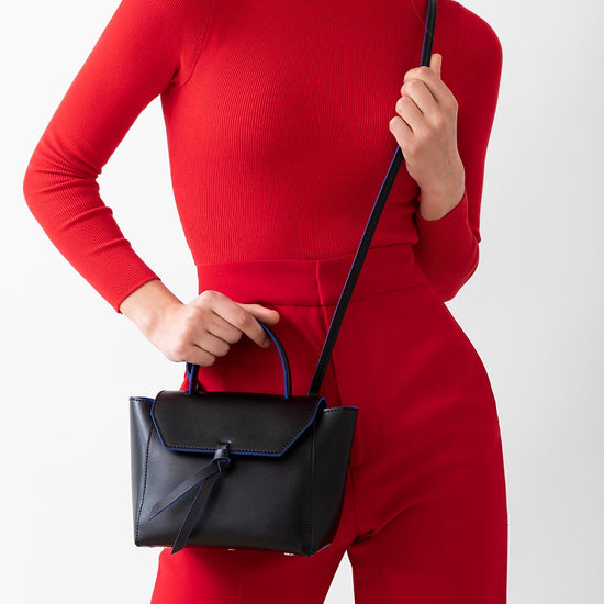 Alexandre Birman Siena Mini Leather Satchel Crossbody Bag - Black