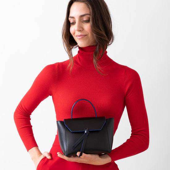 Alexandre Birman Siena Mini Leather Satchel Crossbody Bag - Black